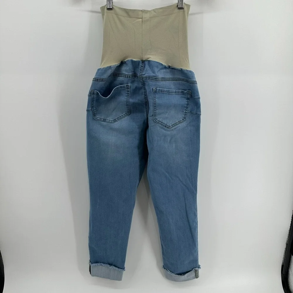 Haute Mama Maternity Jeans Womens XL Blue Denim Ankle Cuff Stretch 5-Pocket